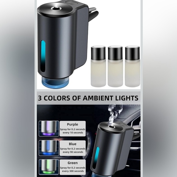 Other - Car USB Aroma Diffuser with 3 Ambient Light Colors